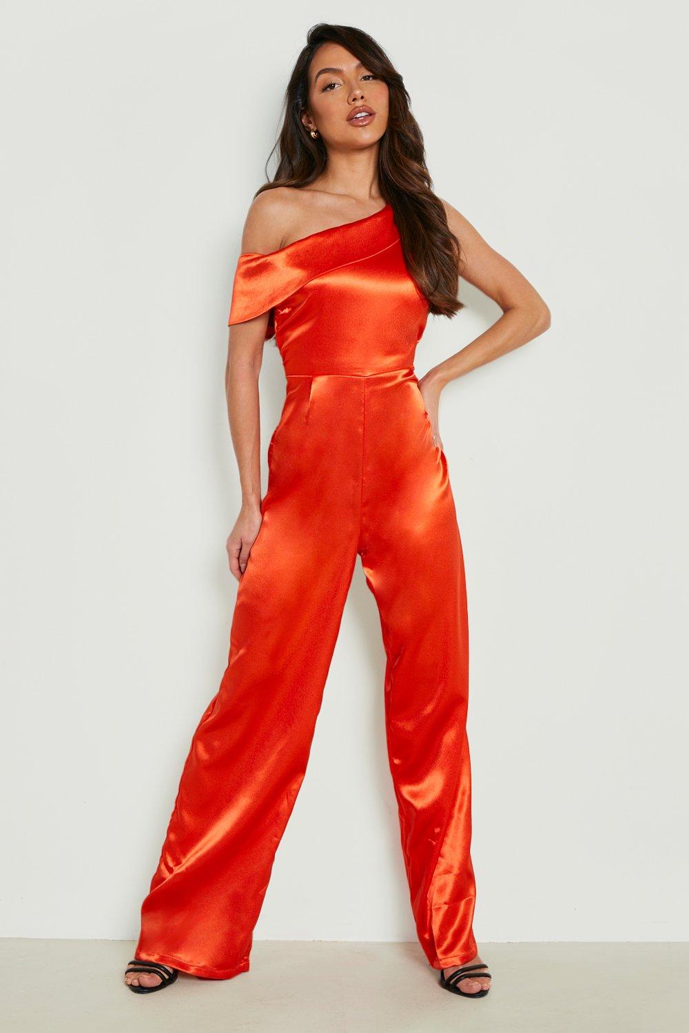 Orange satin hot sale jumpsuit